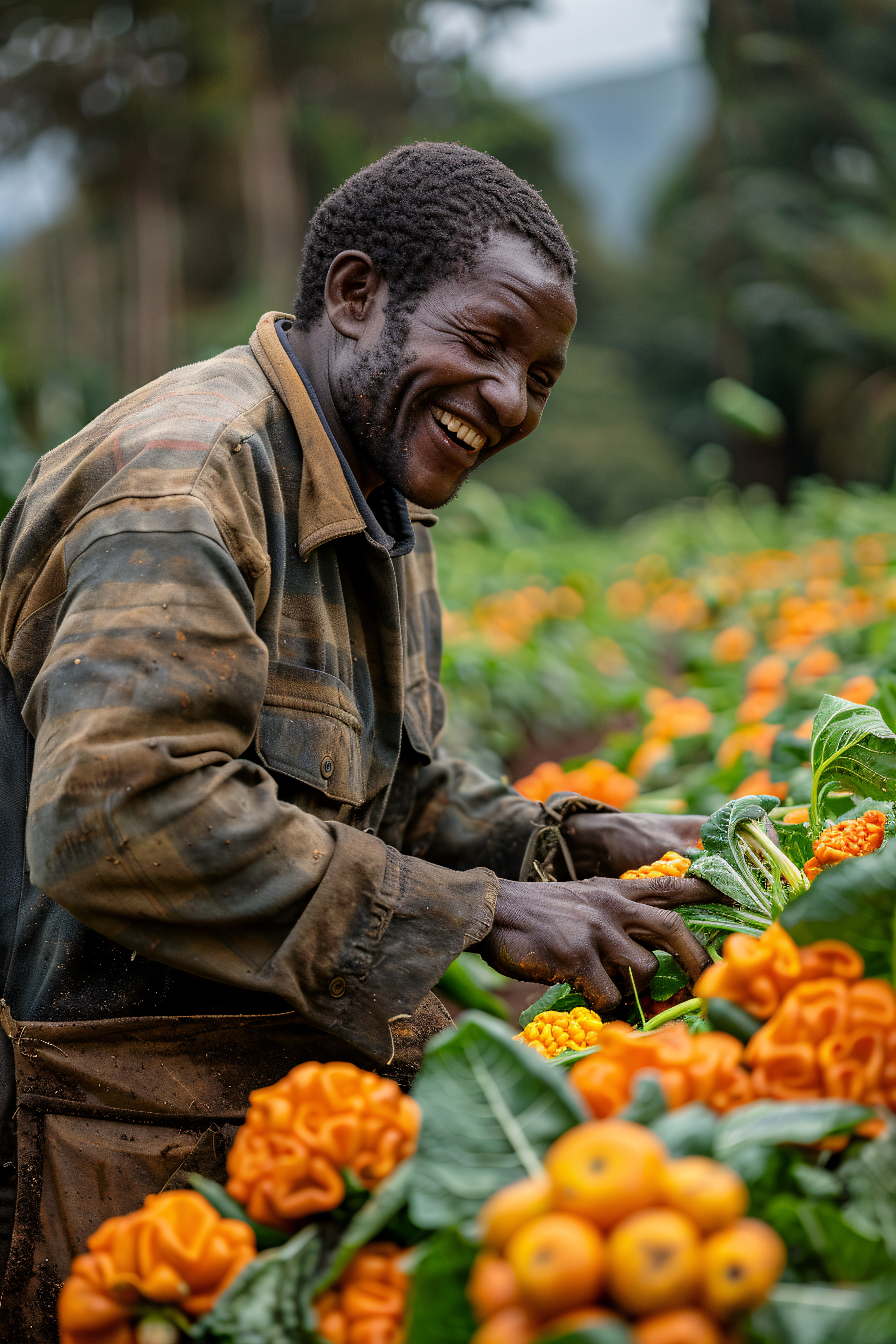Harvesting vegetables and grains